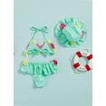 thumbnail image 4 of Bagilaanoe Newborn Baby Girls Swimsuits 3 Piece Bikinis Set Flower Sleeveless Tank Tops +  Ruffles Shorts + Sun Hat 6M 12M 18M 24M Infant Swimwear Bathing Suit Beachwear, 4 of 9