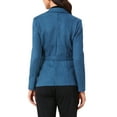 thumbnail image 3 of INSPIRE CHIC Women's Faux Suede Belted Long Sleeve Single Breasted Work Blazer M Peacoak Blue, 3 of 5