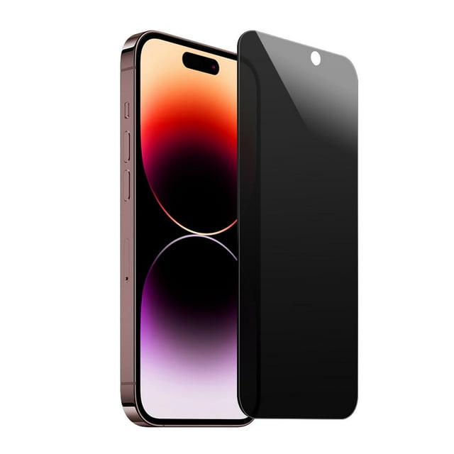 PANDACO Protecteur d'Écran en Verre Trempé Ultra Mince pour iPhone 15 Plus Montré aux Côté d'Un iPhone 15 Plus. Ce Protecteur en Verre Trempé Ultra Mince Offre de l'Intimité en Cachant l'Écran sous un angle, Résistance aux Bavures, Résistance aux Bris et Réactivité au Toucher Délicat. Idéal pour la protection de l'Écran de Téléphone Cellulaire.