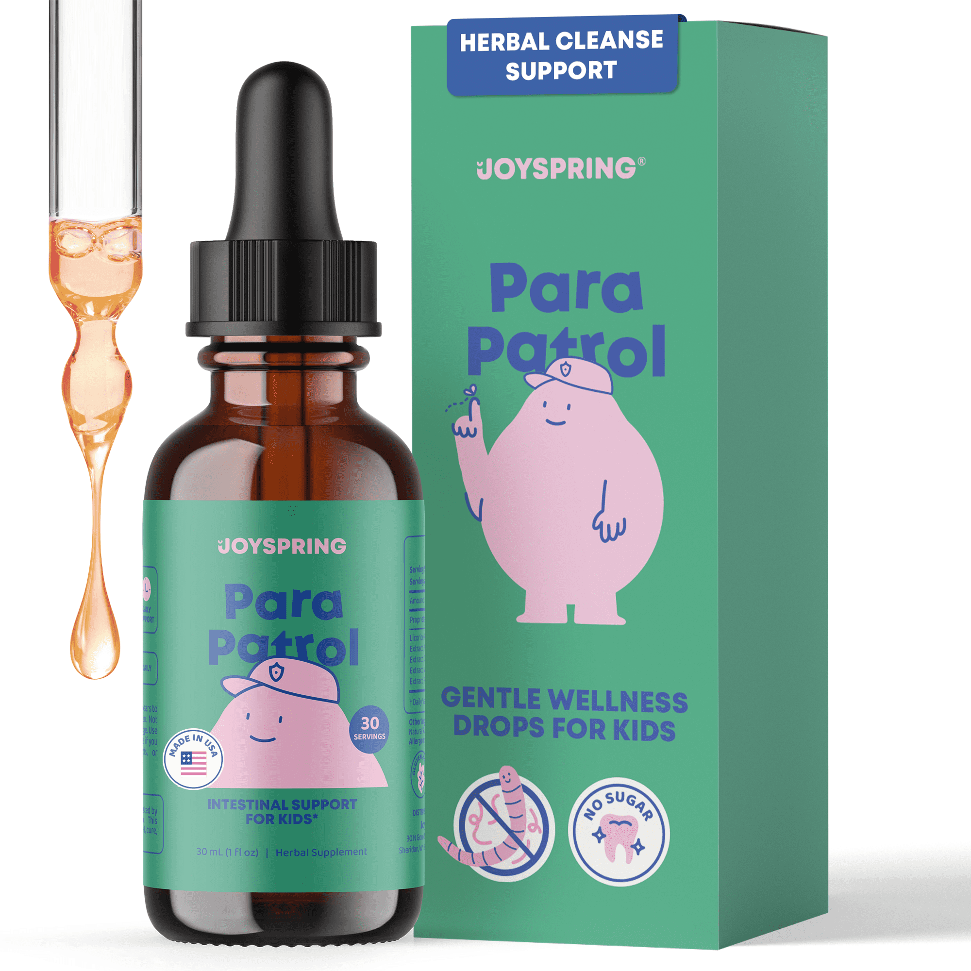 JoySpring ParaPatrol Kids Gut Cleanse Drops, Black Walnut, 30 Servings