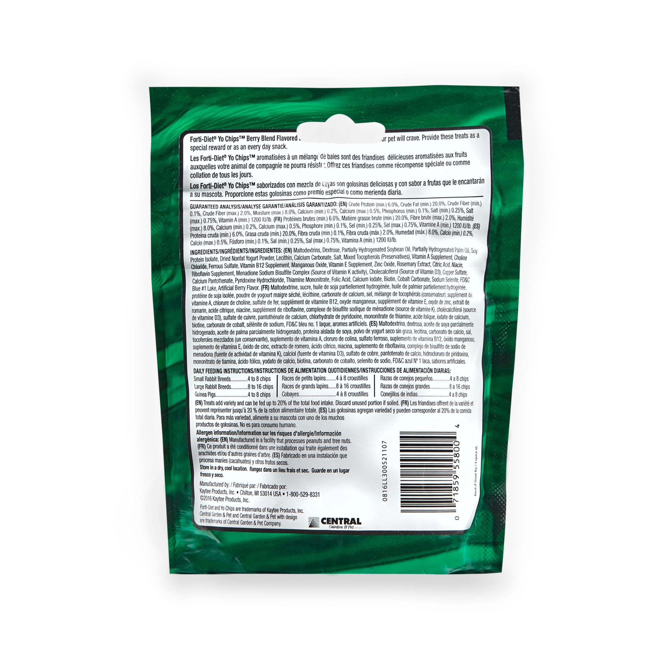 Kaytee Forti-Diet Yo Chips Rabbit/Guinea Pig Berry Flavored Treat, 3.5 oz.