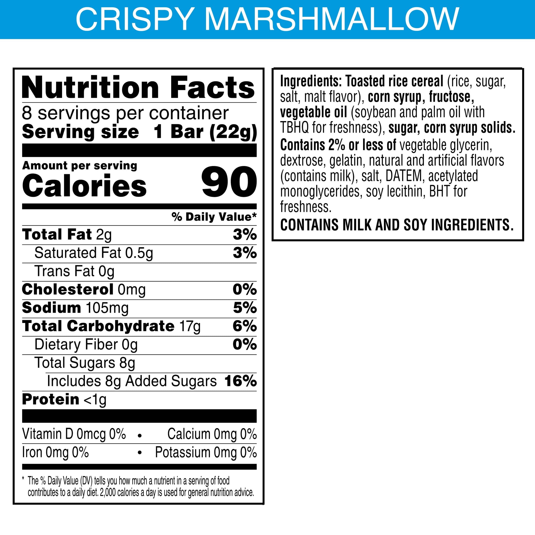 Rice Krispies Treats Original Chewy Crispy Marshmallow Squares, Kids Snacks, 6.2 oz, 8 Count