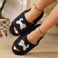thumbnail image 5 of Fengactive Womens Cat Embroidery Open Toe Slide Slippers Round Toe Soft Sole Breathable Casual House Slippers, 5 of 8