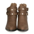 thumbnail image 4 of New Women Qupid Wasco-11X PU Pointy Toe Studded Double Buckle Chunky Heel Bootie, 4 of 6
