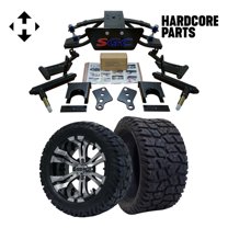 Hardcore Parts 6” Heavy Duty Double A-Arm Suspension Lift Kit for Club Car PRECEDENT Golf Cart (2004 ) with 15" Machined/Black 'VAMPIRE' Wheels and 23"x10"-15" GATOR On-Road/Off-Road DOT rated tires
