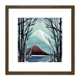 thumbnail image 1 of Trees at Mount Fuji in Winter Snow Mountain Landscape Japanese Style Painting Square Wooden Framed Wall Art Print Picture 8X8 Inch, 1 of 4