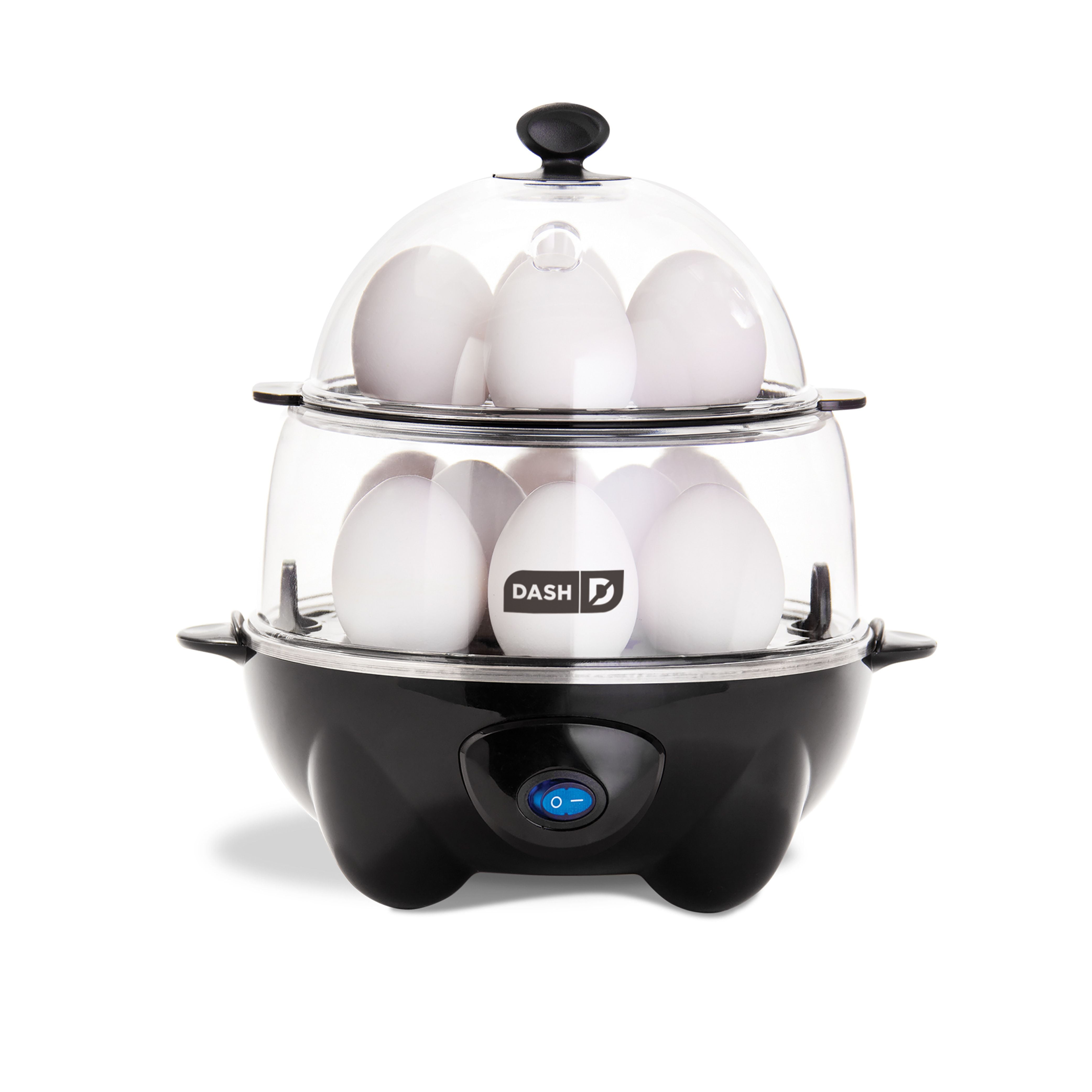 Dash Deluxe Rapid Egg Cooker for Hard Boiled, Poached, Scrambled Eggs, Omelets, Steamed Vegetables, Dumplings & More, 12 Egg Capacity, with Auto Shut off, Black