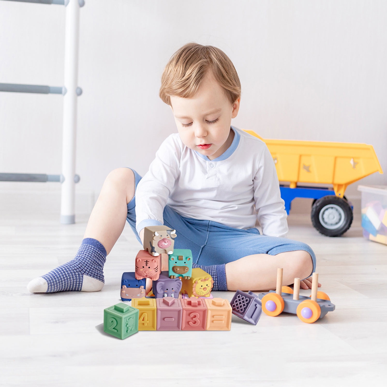 Soft Gel Building Blocks, Baby Educational Toy, Teething Safe Silicone Blocks, Early Childhood Learning, Boilable Hygienic Toy, Cartoon Blocks, Hands-On Development Toy
