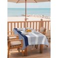 thumbnail image 2 of Outdoor Table Cloth with Umbrella Hole and Zipper, Navy Blue Stripe Waterproof Rectangle Tablecloth 60"x102", Modern Rustic Horizontal Blue Striped Washable Table Cover for Outside Party Patio Picnic, 2 of 8