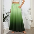 thumbnail image 2 of WTOBBY Women's Gradient Print Flowy Flared Maxi Skirt with Ruffle Hem, A-Line Elastic Waist Elegant Tiered Layered Bohemian Long Skirt for Casual Summer Outfits and Beach Events,Green L, 2 of 5