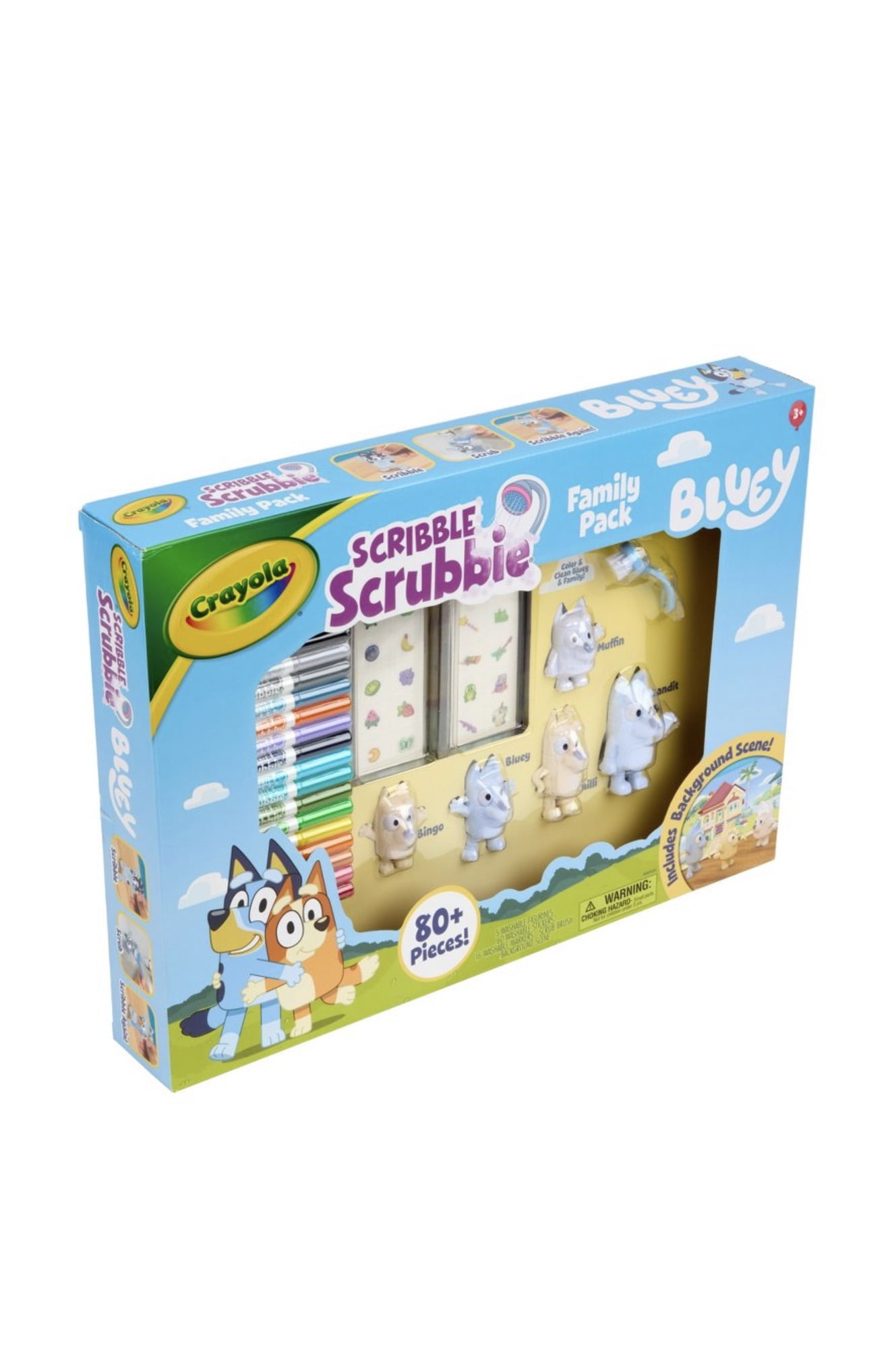 Crayola Scribble Scrubbie 80pc Bluey Family Pack Gift