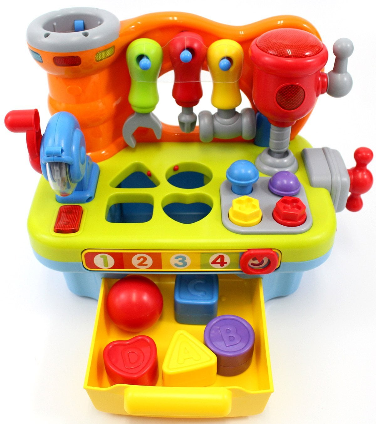Yiosion Musical Learning Tool Workbench Work Bench Toy Activity Center for Kids with Shape Sorter 