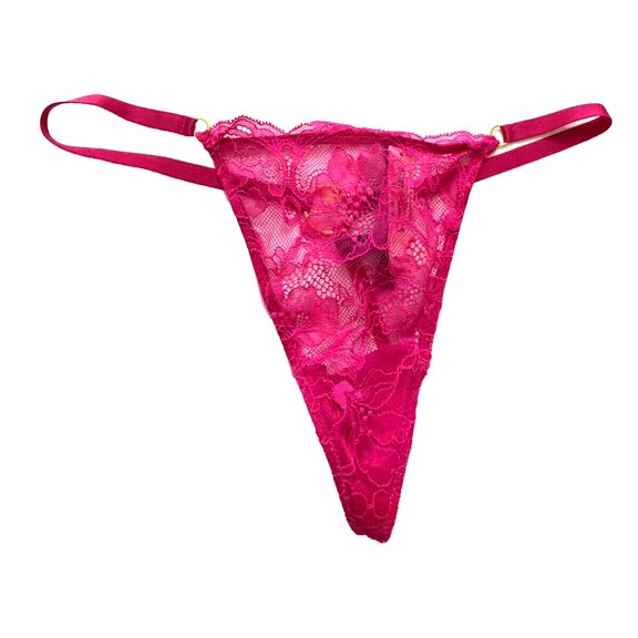 Victoria's Secret Very Sexy V-String Thong Panty Pink Lace Heart Charm Size Medium NWT