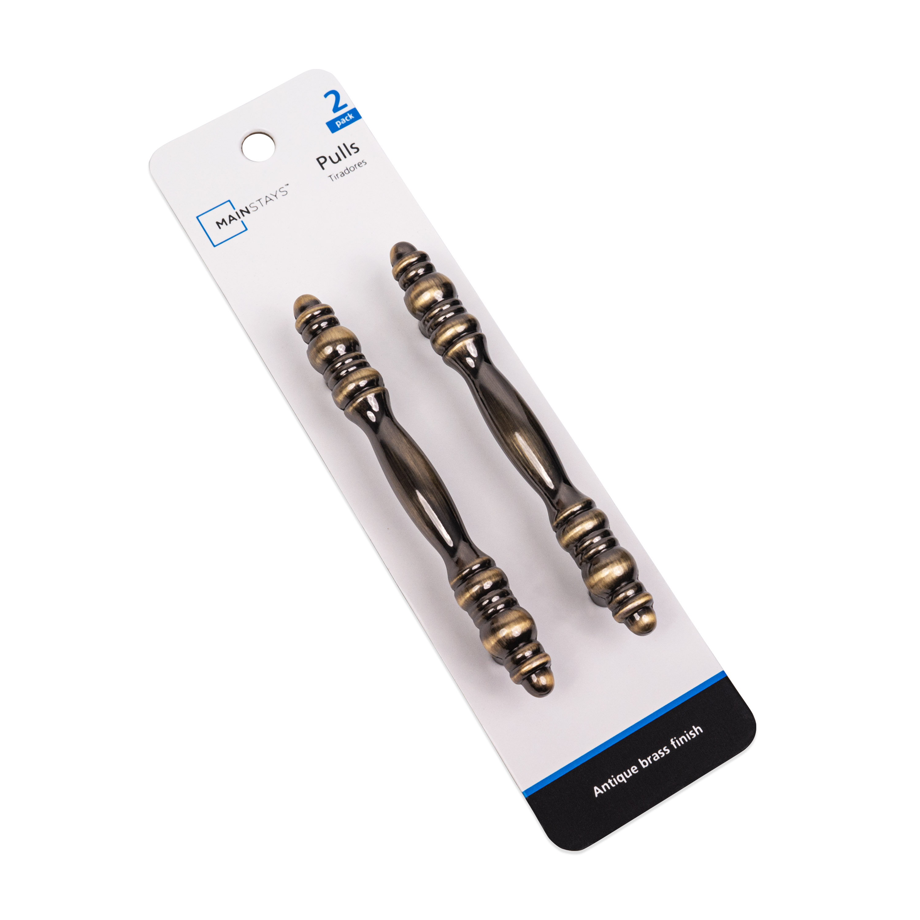 Mainstays Traditional Cabinet Pull, Antique Brass, 2 Pack photo 2