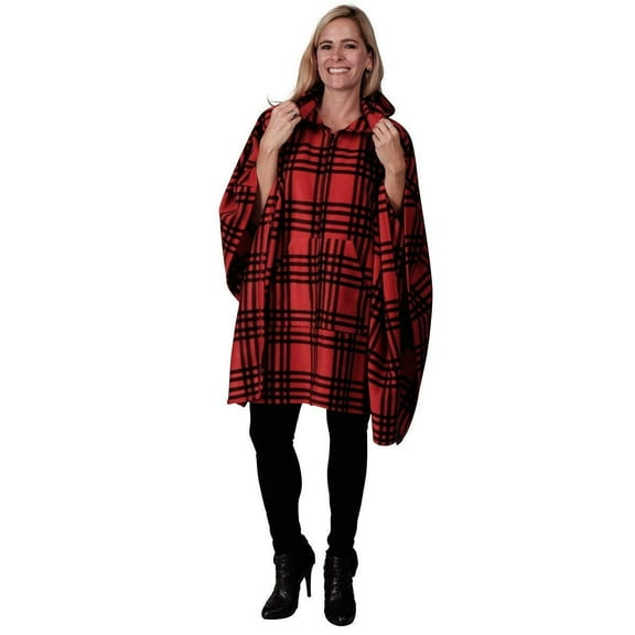Le Moda Full Zip Hooded Poncho with Kangaroo Pockets One Size Fits All