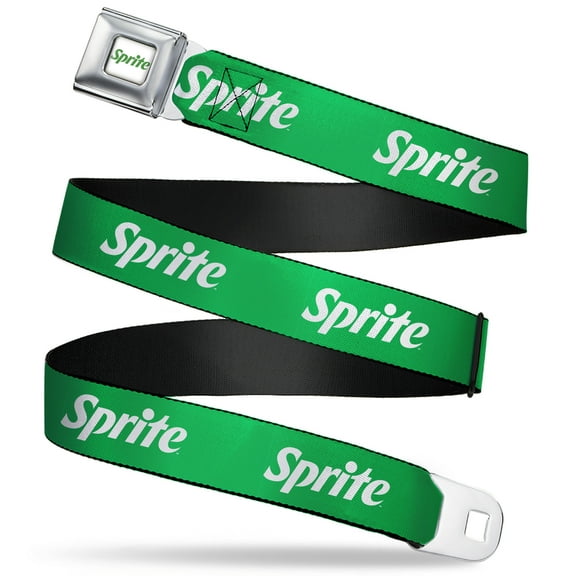 The Coca-Cola Company Belt, Seatbelt Buckle Belt, Sprite Logo Green White, 30 to 44 Inches