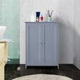 thumbnail image 3 of YANG2 Bathroom Floor Cabinet, Modern Storage Freestanding Organizer Cabinet with Adjustable Shelves & Double Doors, 3-Tier Home Living Room Furniture, Gray, 3 of 9
