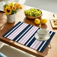 thumbnail image 5 of Placemats Set of 6, Pink Striped Place Mats Navy Blue Vertical Stripes Tablemats Washable Placemat Table Decoration for Kitchen Table Dinner Party Home Decor Indoor Outdoor 13x19 Inch, 5 of 9