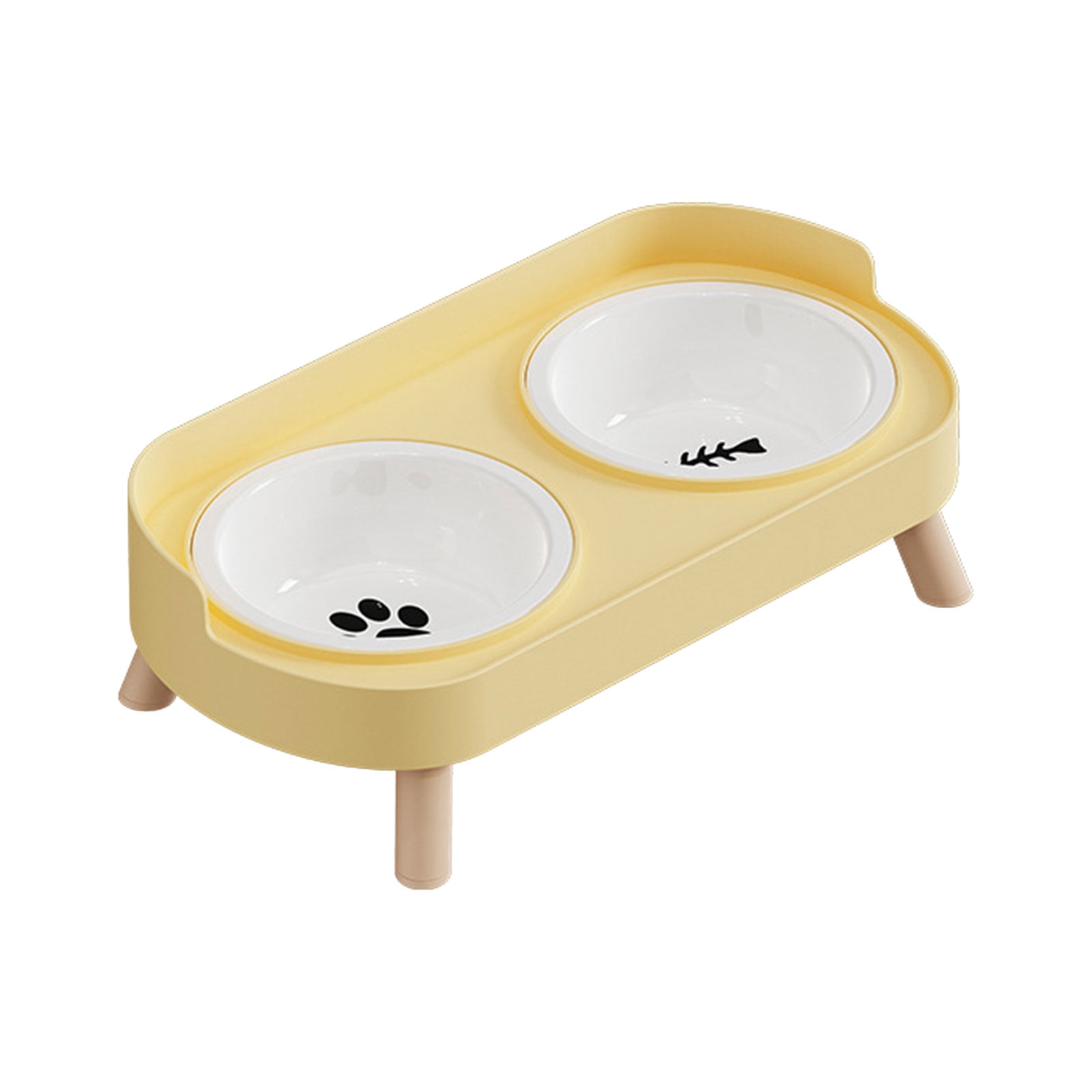 Ceramic Double Bowl Pet Feeders with Easy to Clean Elevated Design Dog Cats Dishes Feeding Dishwear For Dog Cats