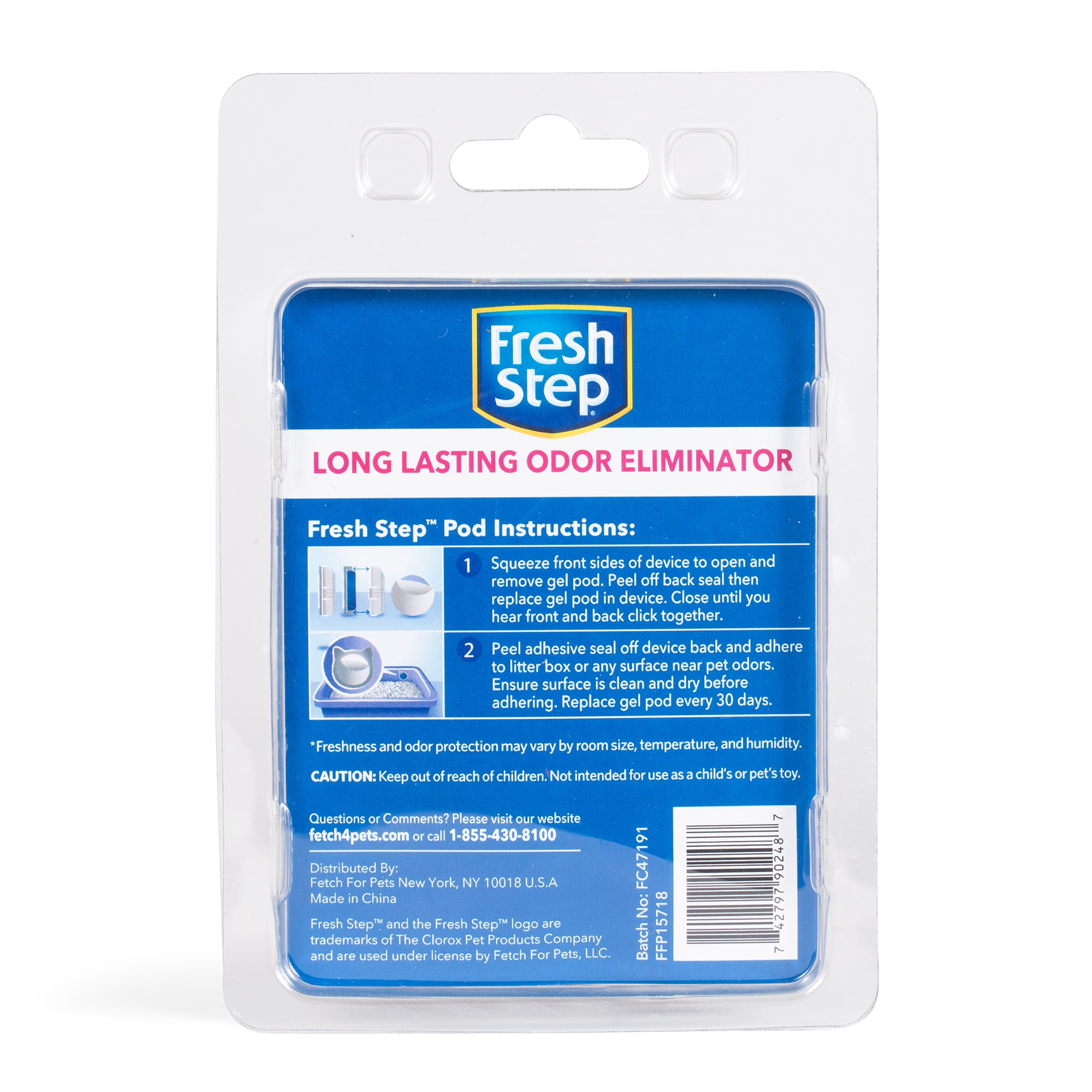 Fresh Step Litter Box Deodorizing Gel Pods, Cat Litter Box Deodorizer 1 Adhesive Pod 2 Refills
