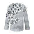 thumbnail image 5 of Craaazy T Shirts For Women Retro Floral Print Button Blouses Tunic Square Neck 3/4 sleeve Tops Gifts For Women, 5 of 5