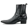 thumbnail image 4 of OSSTONE Dress Boots Chelsea Designer Boots for Men Zipper-up Leather Microfiber Casual Heel Shoes JY015-CQ-7.5 Black, 4 of 6