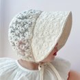 thumbnail image 3 of Sombrero de sol para niñas y bebés JAMW gorro hueco transpirable protección solar blanco crema, 3 of 5