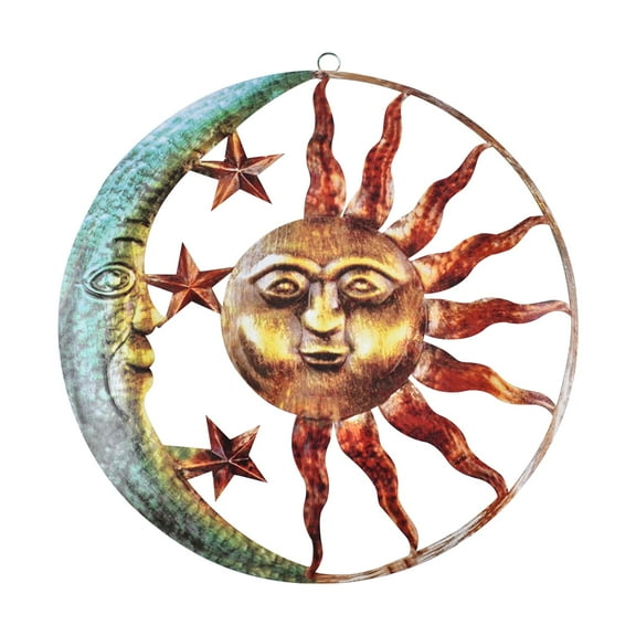 Retro Sun Moon Star Metal Wall Art – Indoor Outdoor Decor for Garden, Patio, Fence, Living Room