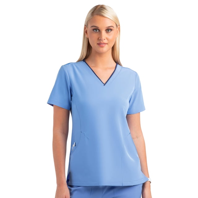 Meavn Matrix Impulse Women's Contrast Curved V-Neck Scrub Top (Free Shipping)
