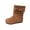Brown, variant on Girlss Flat Shoes Suede Slip On Casual Ankle Boots with Ring Buckle and Side Zipper