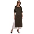 thumbnail image 2 of Bimba Straight Long Kurti For Women Printed Full Sleeves Tunic Top Casual Summer Formal Kurta, 2 of 7