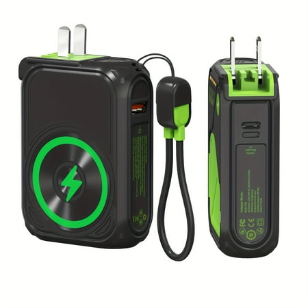 Portable Charger New 6in 1 Multi-Functional Power Bank Magnetic Wireless Charging, 10000mAh/20000mAh External Battery Phone Stand PD 20W-22.5W Output Smartphone Charger Type-c to Type-c/USB-A Port