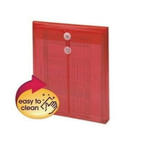 Poly String and Button Interoffice Envelopes, String and Button Closure, 9.75 x 11.63, Transparent Red, 5/Pack