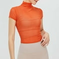 thumbnail image 4 of Shirts For Women Retro High Neck Yoga Smock Sports Fitness Mesh Sunscreen Yoga Wear Orange Summer Shirts Tops L, 4 of 4