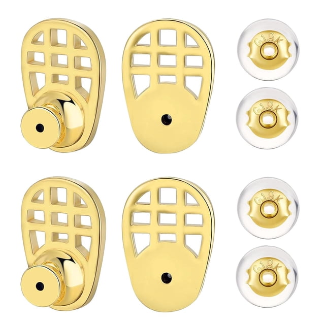 segolike 4 Pieces Racket Shape Earring Lifters Sturdy Comfortable Elegant 0.6x0.3inch Golden Color