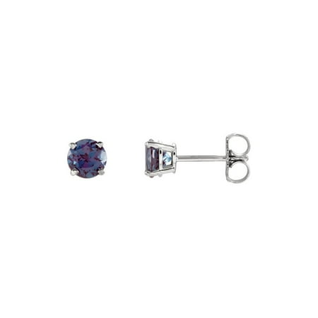 14k White Gold 5 Mm Round Natural Alexandrite Stud Earrings 14k White Gold 5 Mm Round Natural Alexandrite Stud Earrings