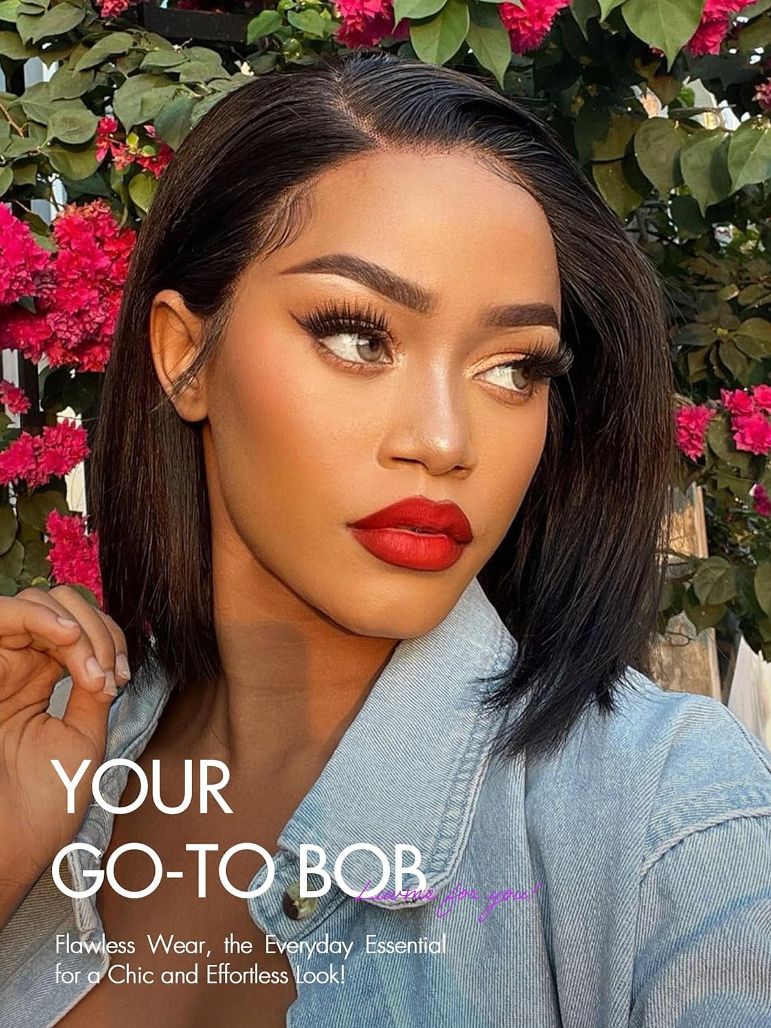 LUVME HAIR 10" Glueless Lace Front Bob Wig 100% Human Hair, 13x5x1 Side Part Straight Modern for Women