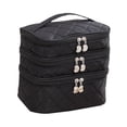 thumbnail image 2 of Bolsa de viaje para cosméticos de 3 capas con compartimentos para mujer cremallera negra, 2 of 9