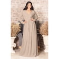 thumbnail image 3 of KOH KOH Long Sleeve Modest Fall Winter Evening Flowy Empire Waist Full Floor Length Cocktail Formal Tall Maxi Dress For Women Gown Abaya Nude Champagne Brown Medium US 8-10 GMD001, 3 of 6