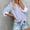 1_Blue, variant on Colorful Striped Shirts For Women 3/4 Sleeves Front Tie Tunic Blouse Female Stripes Modern Style Top Women's Casual V-Neck Tops Lightweight Comfy Pull-On Shirts,1_Black,Small