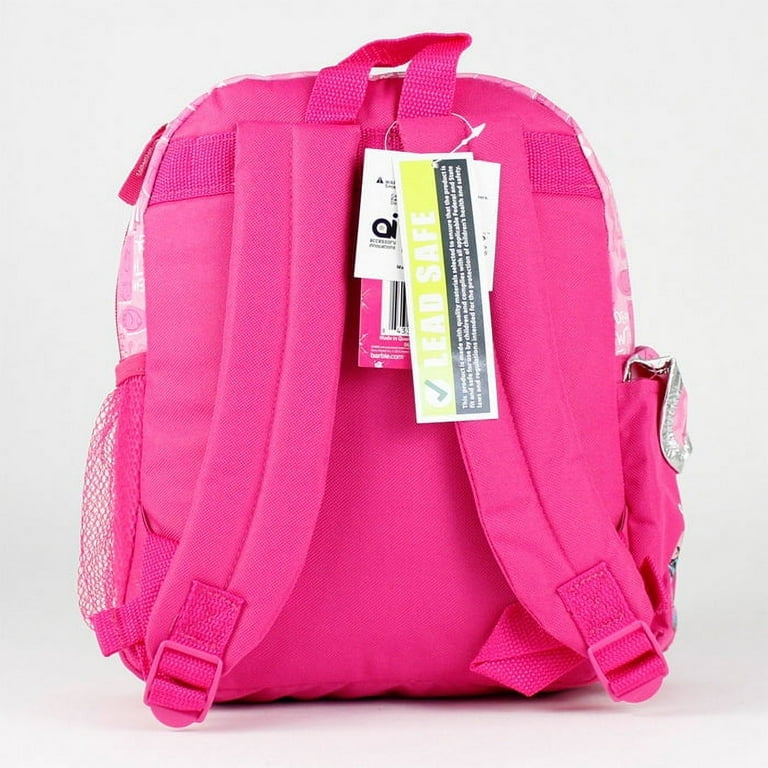 Barbie Glam 12 Glittery Designer Girls Pink School Backpack Bag with Adjustable Shoulder Straps Walmart
