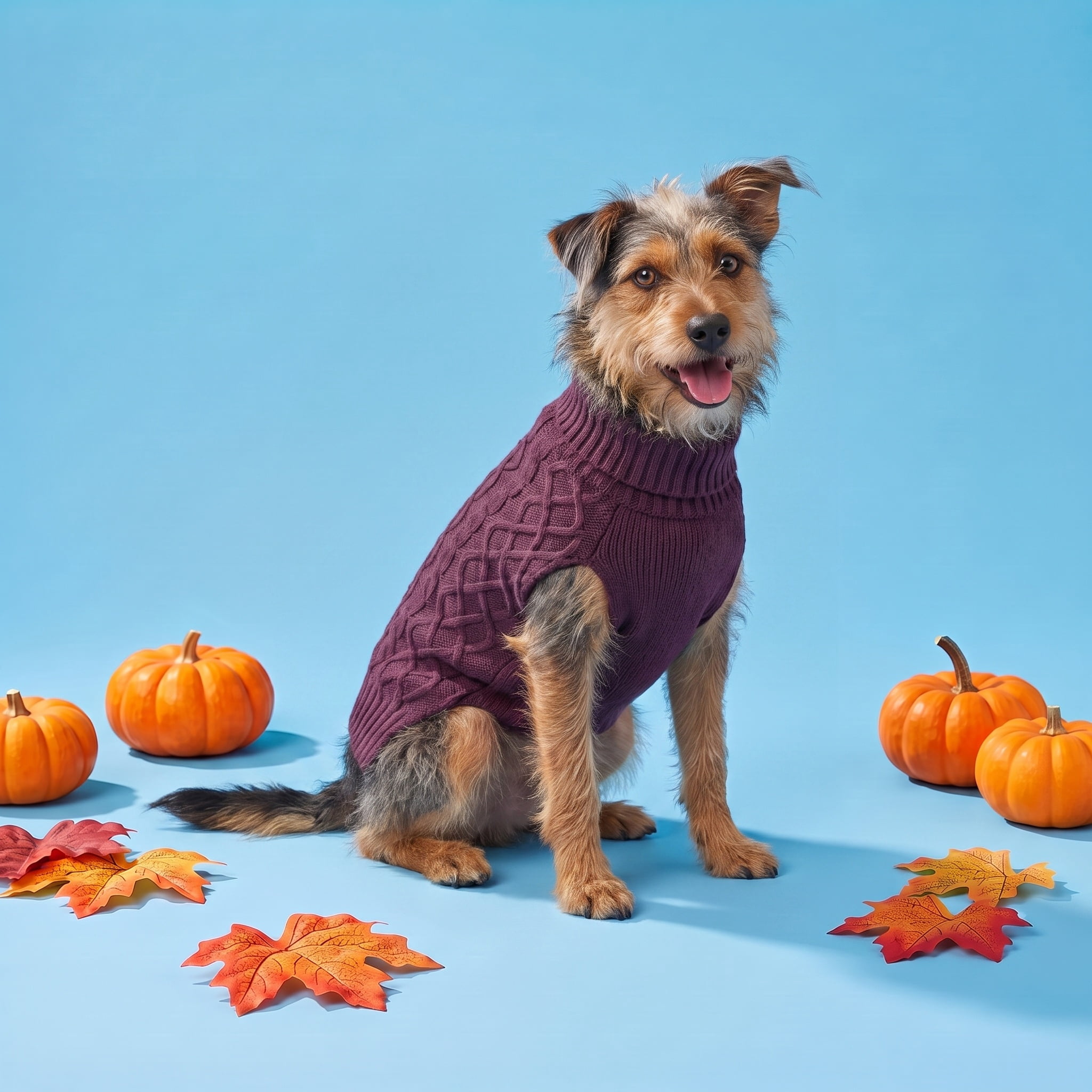 Vibrant Life Cable Knit Sweater for Dogs, Plum, M