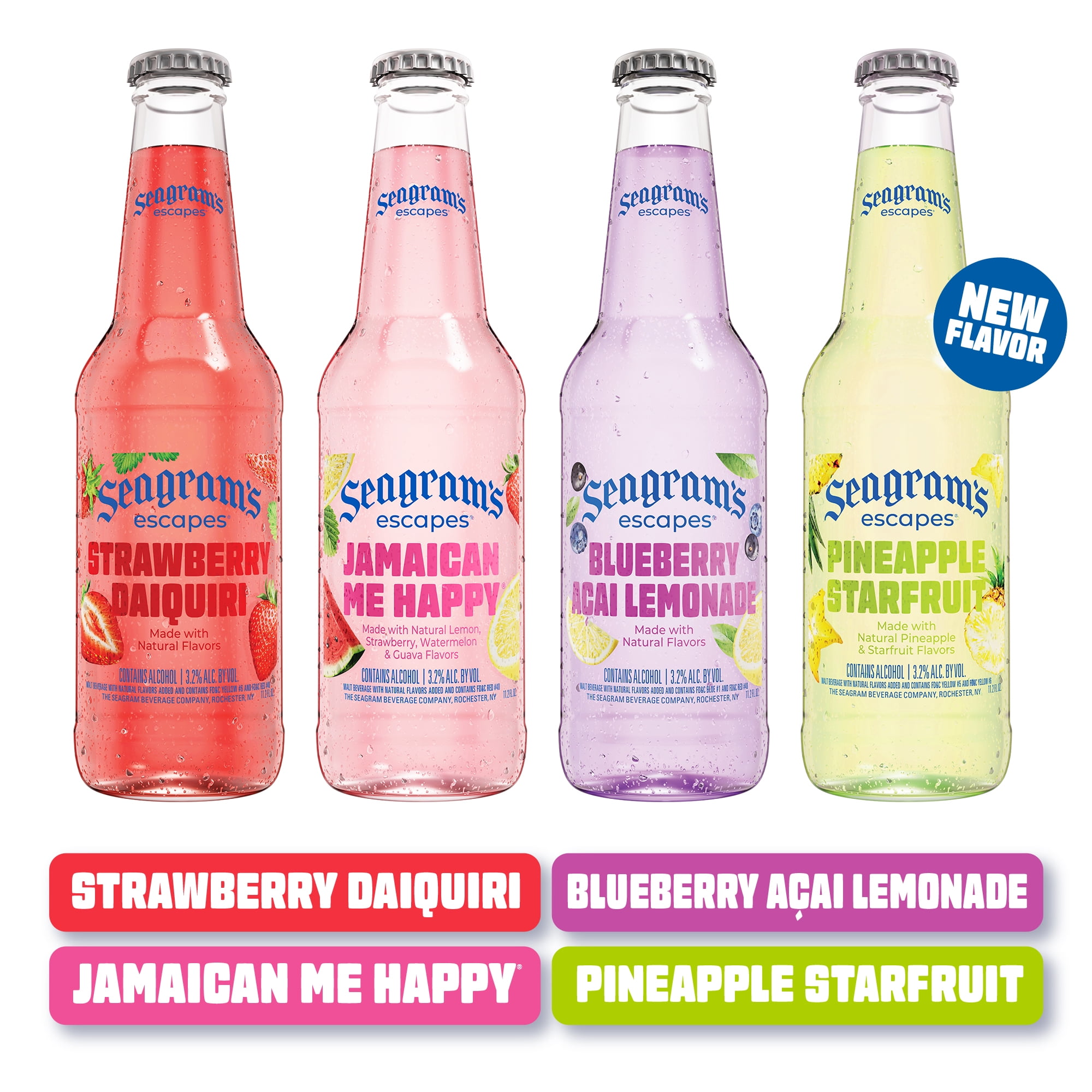 Seagram's Escapes Classic Variety Pack, Flavored Malt Beverage, 12 Pack, 11.2 fl oz Bottles 3.2% ABV