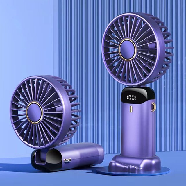 Ventilador De Mano Ventilador eléctrico de 3000 mAh, plegable, USB, 5 ajustes de velocidad, soporte para teléfono para oficina en casa Wdftyju Libre de BPA
