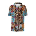 thumbnail image 4 of Tnhcen Women's Casual Loose Fit Short Sleeve Button Up Shirt with Random Color Block Print, Retro Boho Style Collared Top in Sizes S-2XL, 4 of 7