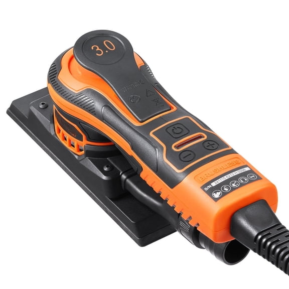 Sheet Sander, 3/8 Sheet 3A EC Brushless Sander, Max. 10000RPM Variable Speed Sheet Finishing Sander with 10PCS Sandpapers and Vacuum Cleaner Adapter for Woodworking