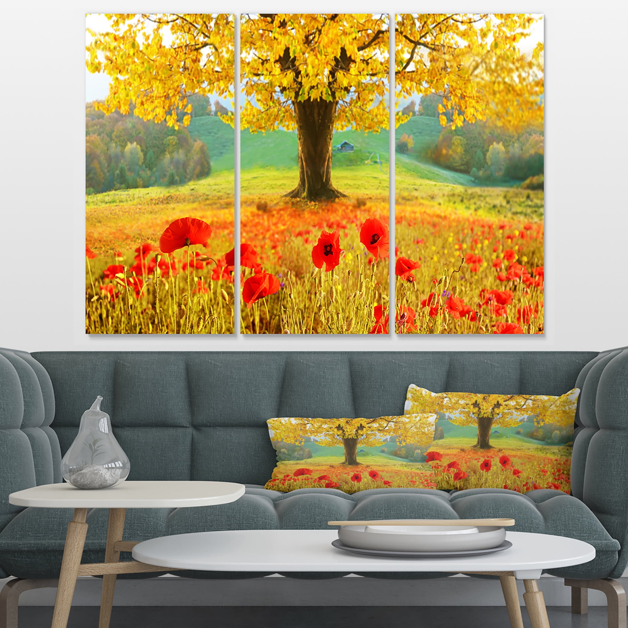 Designart 'Beautiful Autumn Yellow Tree ' Floral Canvas Art Print