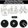 thumbnail image 2 of 1 Box 300Pcs Bead Tips Knot Covers 925 Sterling Silver Plated 304 Stainless Steel Calotte Clamshell Open Crimp Beads for Jewelry Making Findings, 2 of 8