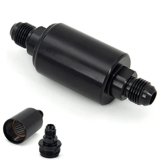 YIUIY Universal -6AN Inline Fuel Filter High Flow 100 Micron Cleanable AN6 6AN Black