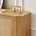 thumbnail image 4 of 64 Inch Buffet Rattan Cabinet with Storage, Farmhouse Fluted Sideboard with Adjustable Shelves and 2 Doors, Wood Console Table Credenza for Dining Room, Living Room, Natural, 4 of 8